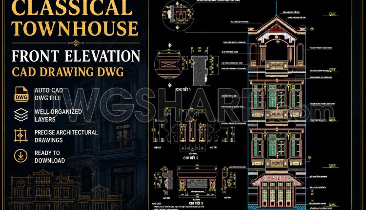 450.-classical-townhouse-front-elevation-cad-drawing-dwg-facade-design-architectural-details