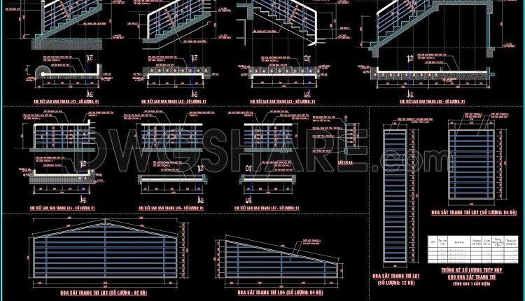 455. Download free detailed CAD drawings of iron stair railings (1)
