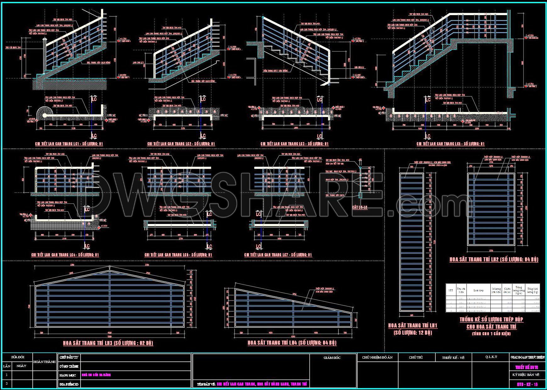 455. Download free detailed CAD drawings of iron stair railings (2)