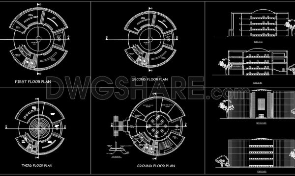 47. Modern Circular Museum CAD Drawings DWG Download