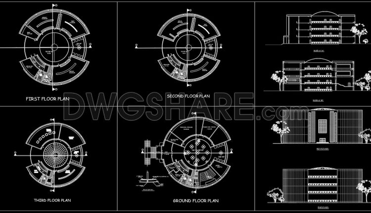 47. Modern Circular Museum CAD Drawings DWG Download (1)