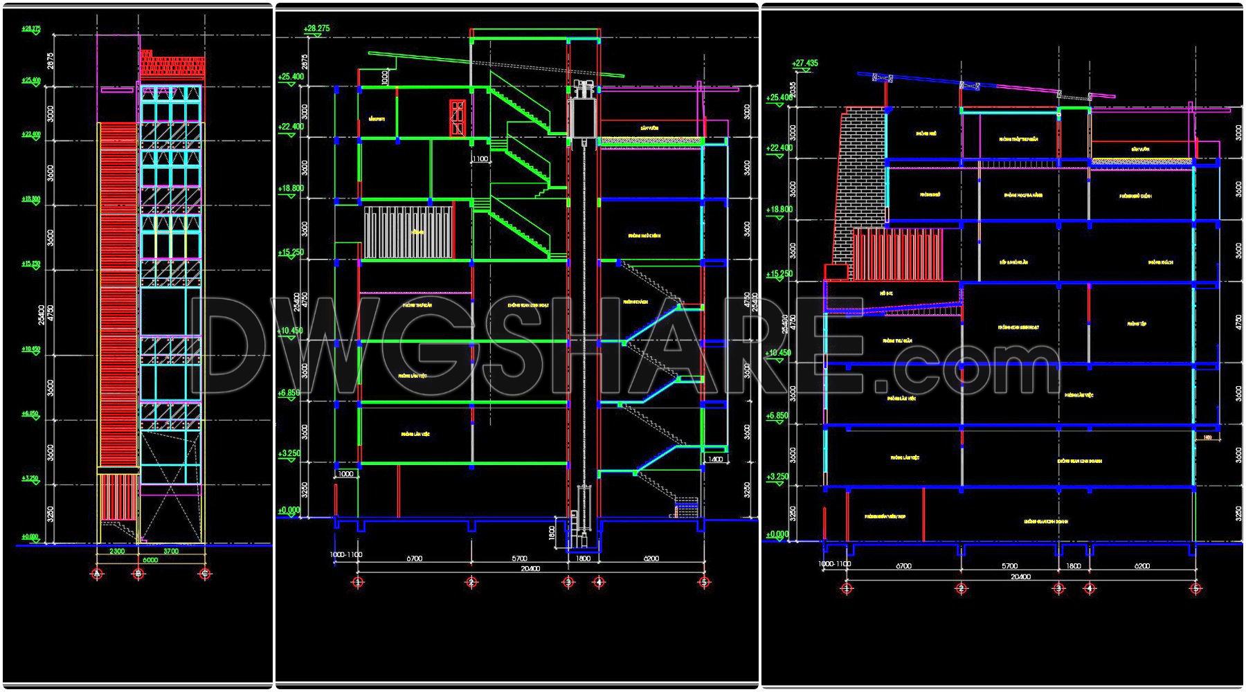 497. Download CAD Design Drawings for a 6-Story House with Dimensions 6m x 20m (3)