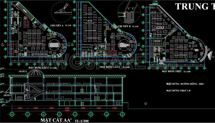 53. Free download supermarket center architectural design drawings DWG and SketchUp files (1)