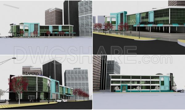 53. Free download supermarket center architectural design drawings DWG and SketchUp files