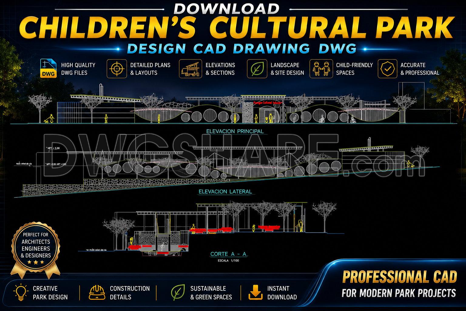 54. Download Children's Cultural Park Design CAD Drawing DWG (1)