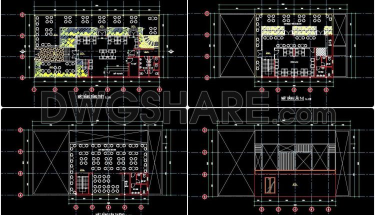 67. Café CAD Drawing Set Plans, Elevations & Sections – Free Download (1)