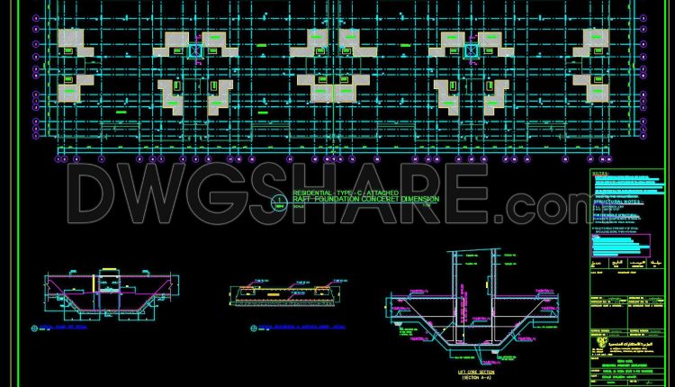 706. Free Raft Foundation CAD Template – Concrete Structural Details (DWG) (1)