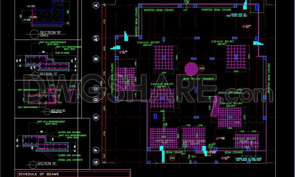 707. Raft Foundation Layout Design – Free AutoCAD Drawing Download