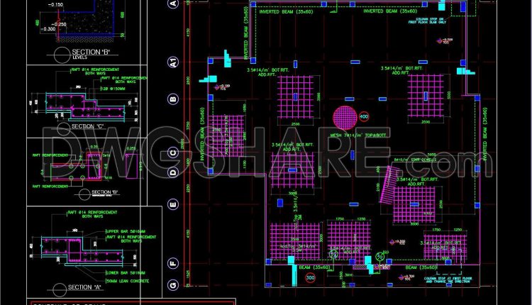 707. Raft Foundation Layout Design – Free AutoCAD Drawing Download (1)