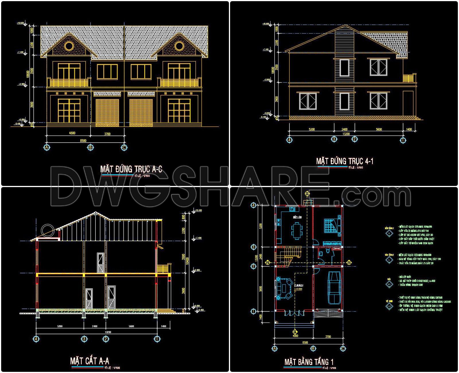 809. Download CAD Drawings of a 2-Story Duplex House Design (3)