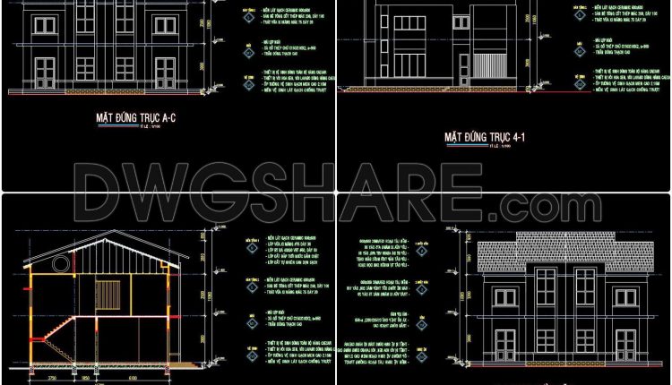 810. Download Modern House DWG Drawings – Plans, Elevations & Sections (1)