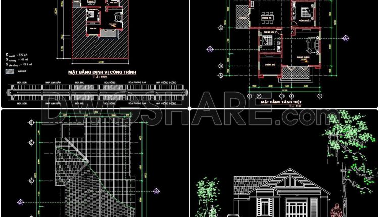 812. Download CAD Drawings of a Modern Single-Story House with 3 Bedrooms (2)