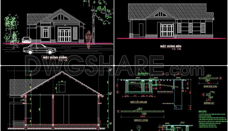 812. Download CAD Drawings of a Modern Single-Story House with 3 Bedrooms (1)