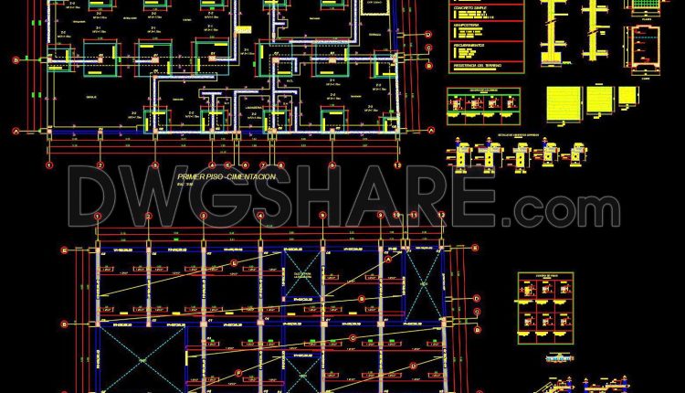 824. Download free 1-story villa CAD drawing featuring 3 bedrooms and an island kitchen (3)
