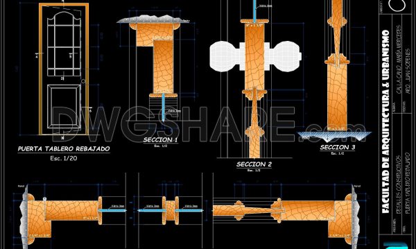 869. Wooden Raised Panel Door Construction Details CAD Drawing DWG
