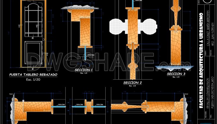 869. Wooden Raised Panel Door Construction Details CAD Drawing DWG (1)
