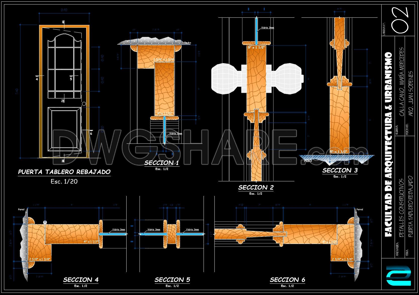 869. Wooden Raised Panel Door Construction Details CAD Drawing DWG (1)