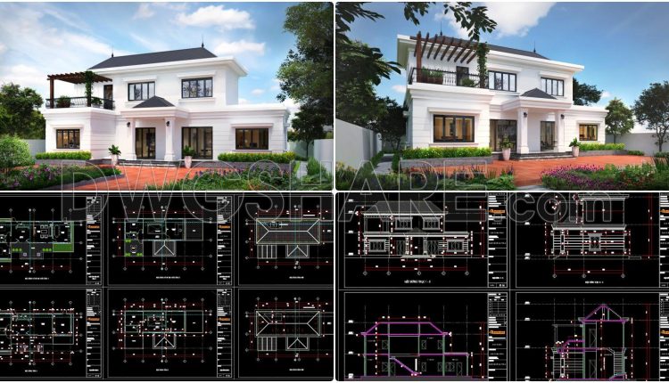 894. 2-story Family House Concept Design – Cad Drawings & 3d Renders (1)