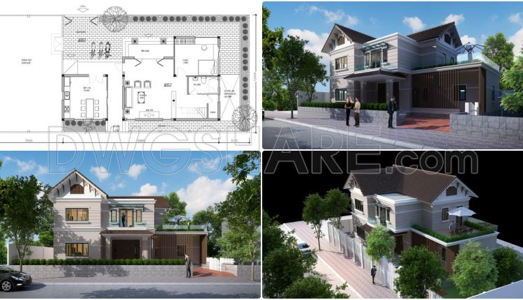 908. 2-story Family House Concept Design – Cad Drawings & 3d Renders (1)