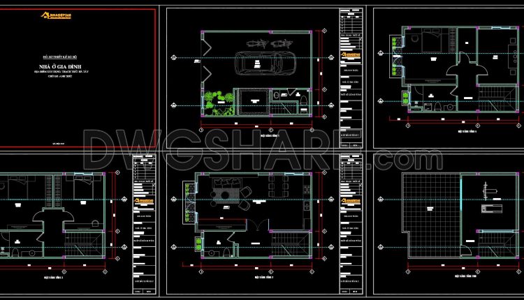 909. 4-story Family House Architectural Cad Drawings (2)