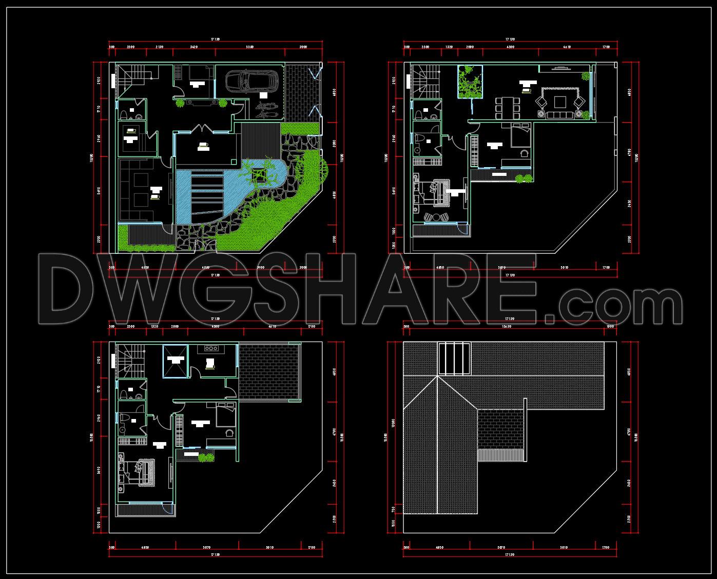 910. Modern 3-story Corner House Design Cad Drawings And Architectural Visualization (1)