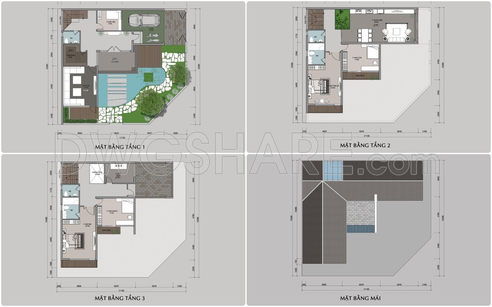 910. Modern 3-story Corner House Design Cad Drawings And Architectural Visualization (2)