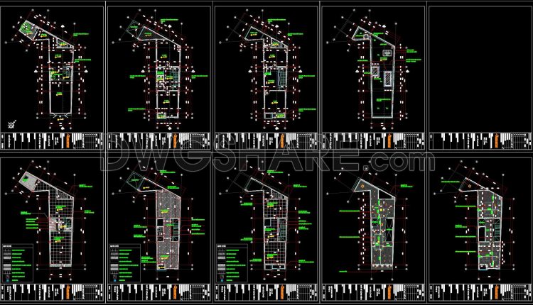 912. Download Complete Cad Drawings Of A 3-storey House (4,2m X 13m) – Full Architecture (3)