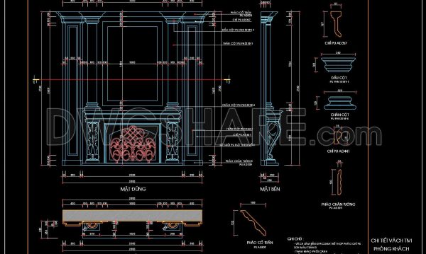 105. Download Classic TV Wall CAD Drawing for Living Room in AutoCAD DWG