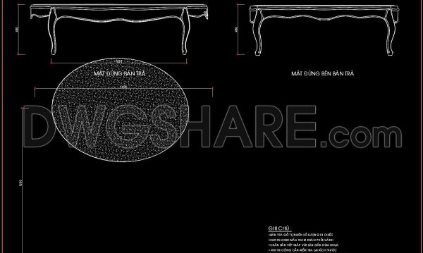 117. Free Download Classic Oval Coffee Table CAD Drawing