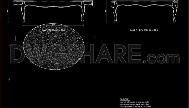 117. Free Download Classic Oval Coffee Table CAD Drawing (1)