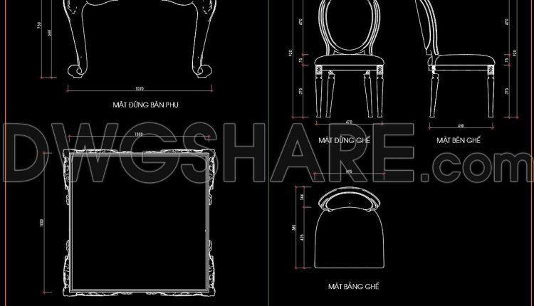 118. Classic Wooden Side Table and Chair CAD Block DWG (1)