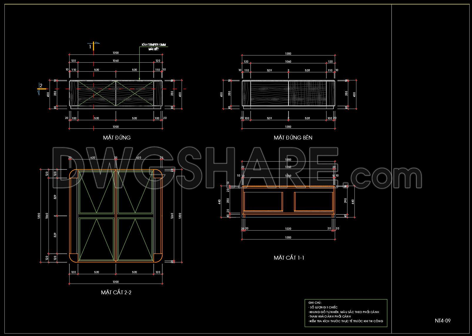 125. Rectangular Wooden Coffee Table CAD Drawing (1)