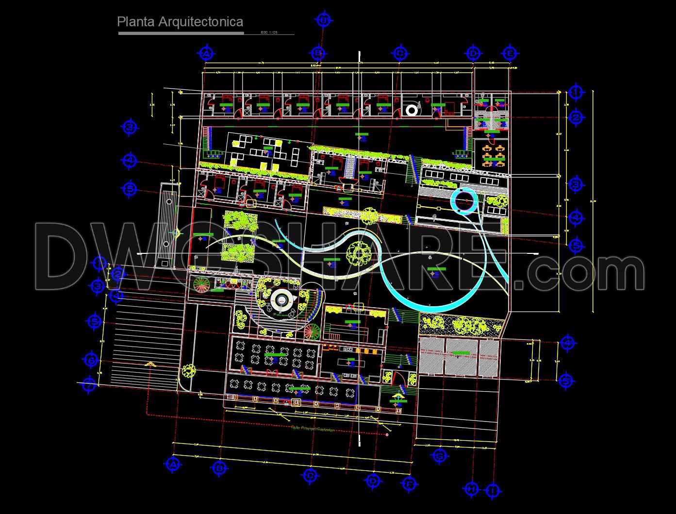 151. Free Download Of Hotel Typical Floor Plan Cad Drawing