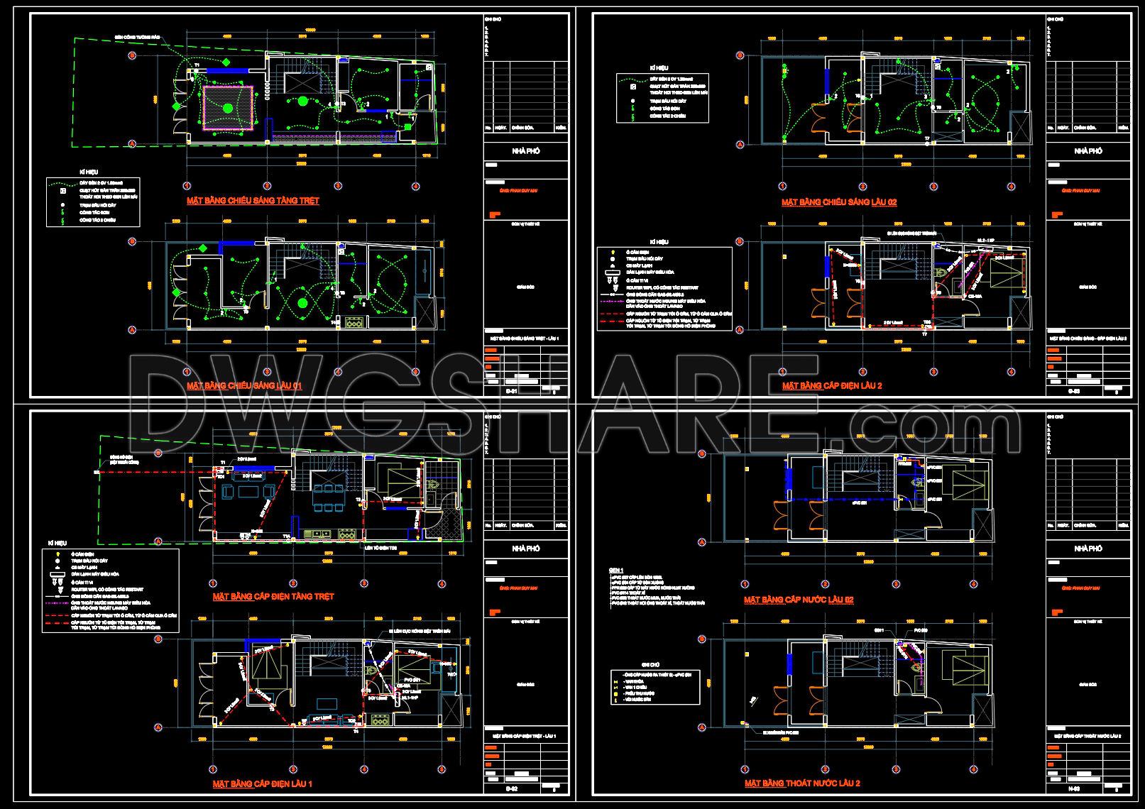176. Complete House MEP CAD Drawings – Electrical, Lighting, Water Supply and Drainage Design (1)