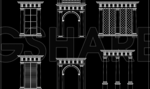 4 weeks ago
                

                
             229179. Classical Architectural Entrance CAD Blocks with Decorative Columns and Arches