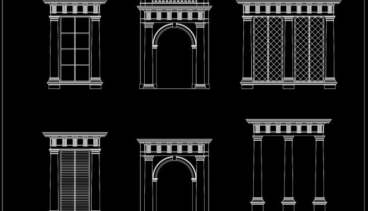 179.-classical-architectural-entrance-cad-blocks-with-decorative-columns-and-arches