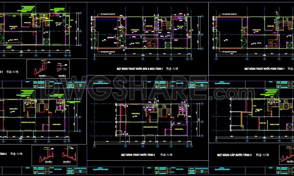 180. Plumbing CAD Drawings DWG – Water Supply & Drainage System