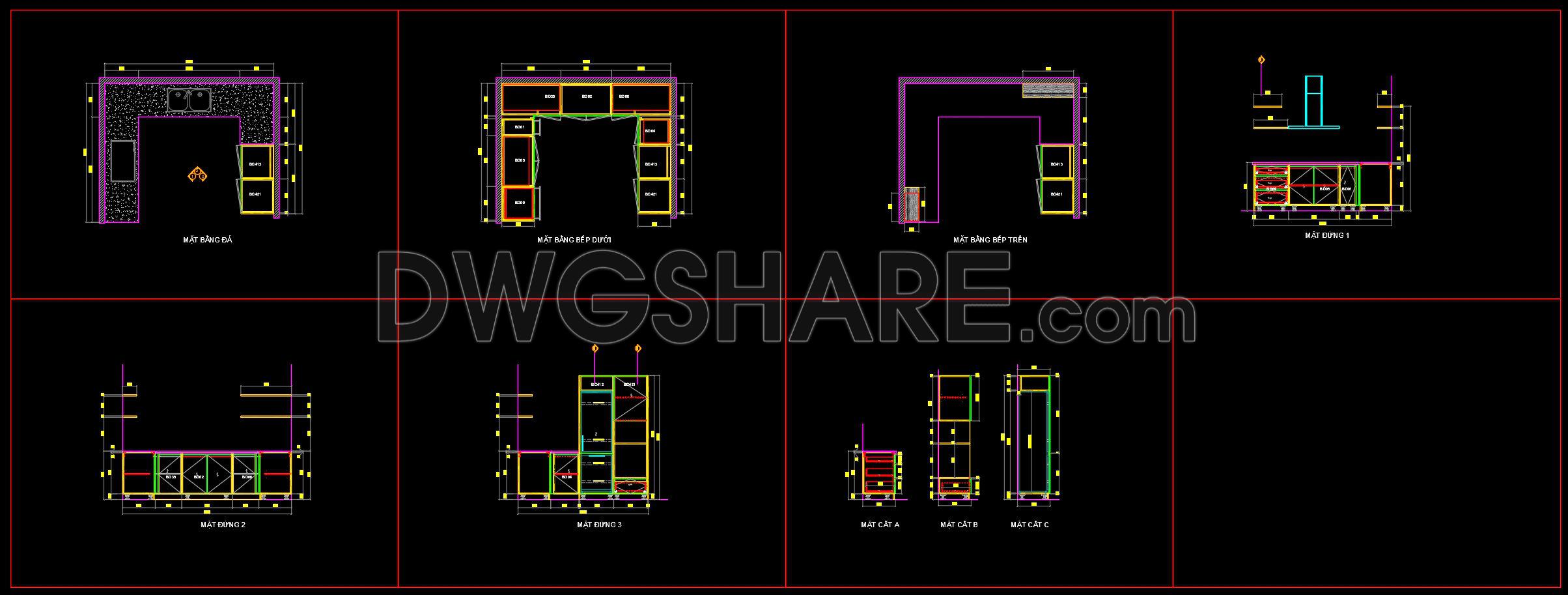 246. Residential Kitchen Cabinet Construction Drawings – Free CAD File (1)