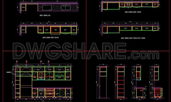 248. Free CAD Kitchen Cabinet Technical Drawings for Residential Projects