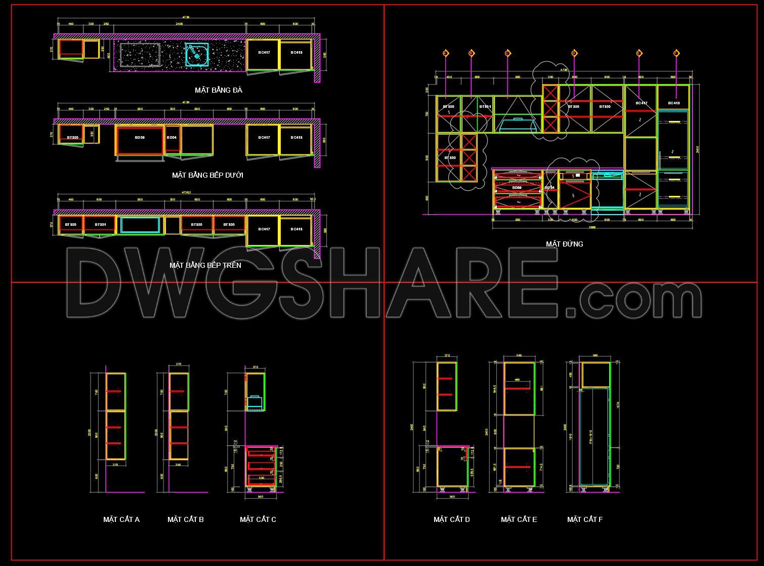 252. Free DWG Files of Modern Kitchen Cabinet Technical Details (1)