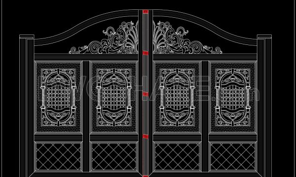 1 month ago
                

                
             85275. Luxury Decorative Villa Entrance Gate CAD Drawing with Floral Ornament Details