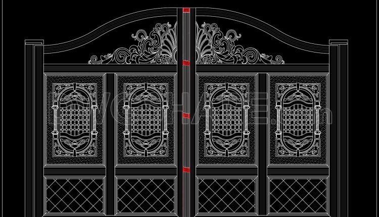 275.-luxury-decorative-villa-entrance-gate-cad-drawing-with-floral-ornament-details