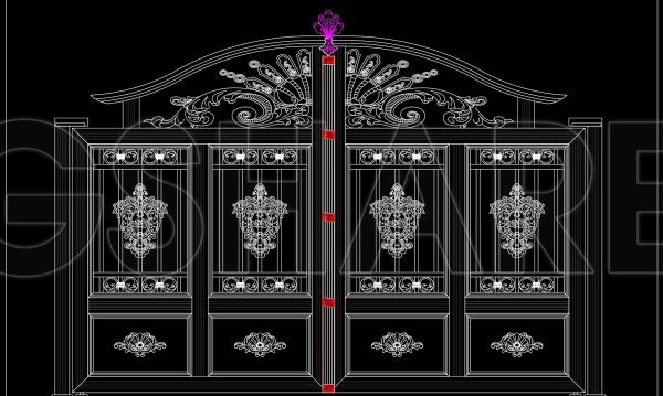 279. Download Luxury Ornamental Iron Gate CAD Drawing – Elegant Villa Entrance Design