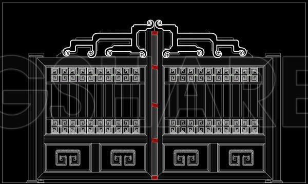283. Chinese Style Metal Entrance Gate CAD Blocks – Traditional Architectural Design