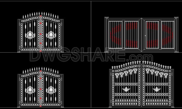 288. Residential Steel Entrance Gate CAD Details (DWG)