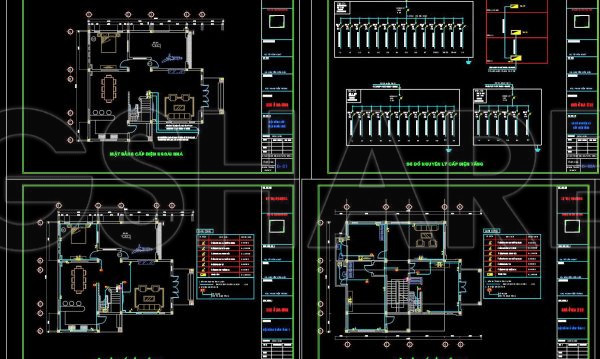 291. Complete Residential Electrical, Lighting and Communication System CAD Drawings DWG