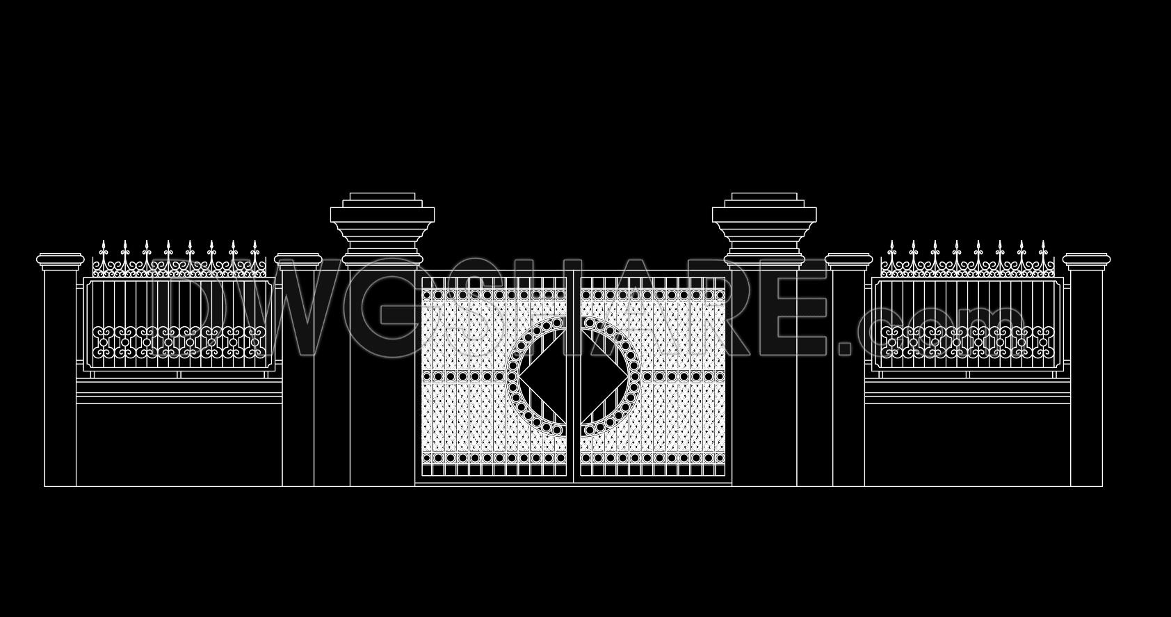297. Luxury Ornamental Iron Gate and Fence CAD Drawings for Villa Design (1)