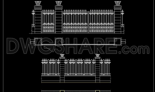 1 month ago
                

                
             120298. Ornamental Iron Fence with Side Gate CAD Design