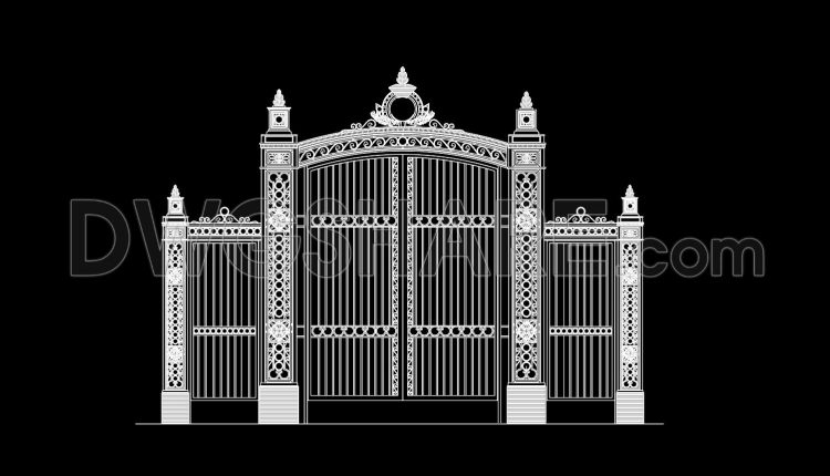299. European Style Ornamental Iron Gate CAD Design (1)