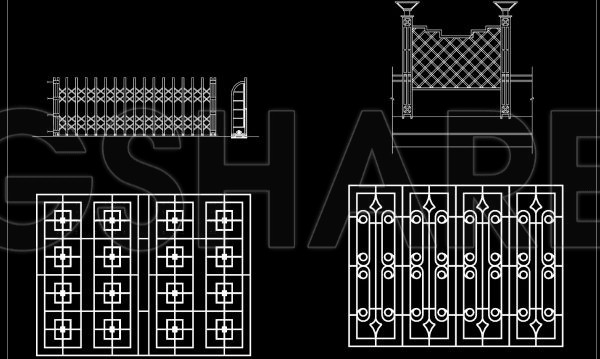 303. Architectural Metal Gate and Boundary Fence CAD Details